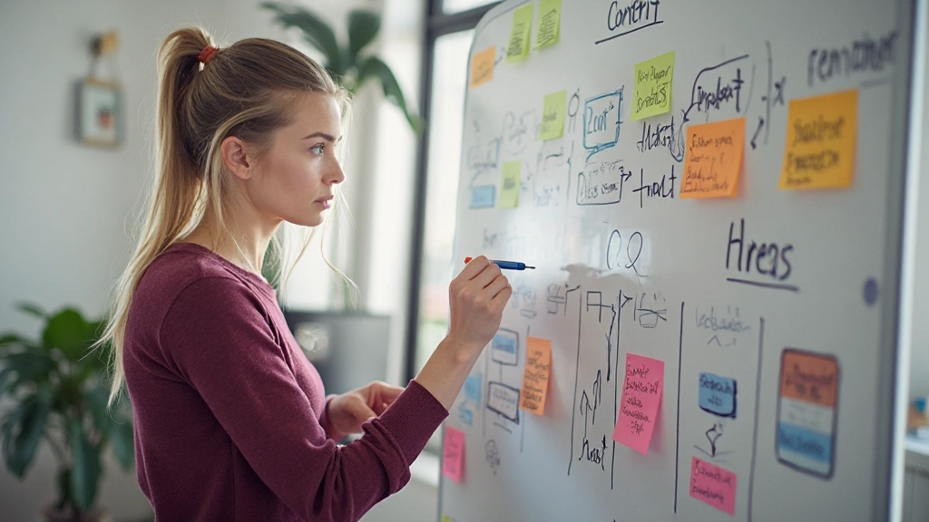 Маркетолог создает контент-план и стратегию для социальных сетей с помощью диаграмм