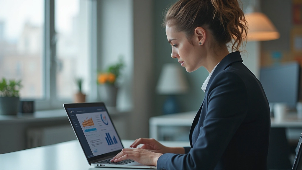 Профессиональная аналитика email-маркетинга на экране ноутбука в современном офисе